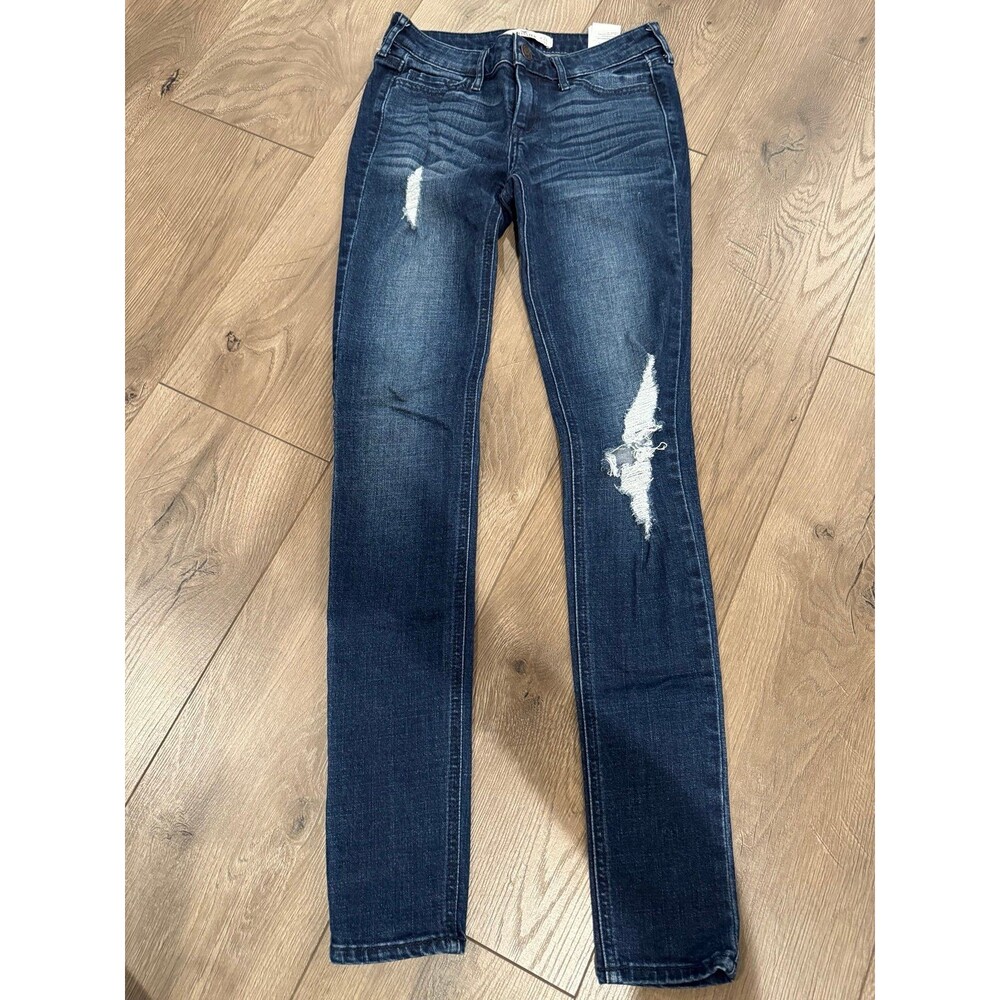 Women’s Hollister Dark Colored Denim Ripped Jeans Size 0 Regular/W24/L31